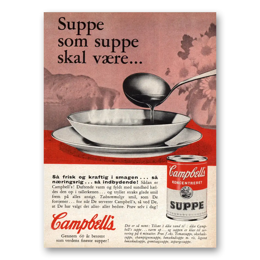 1962 Campbells Soup Suppe Som Suppe Skal Vaere Dutch Vintage Magazine Print Ad