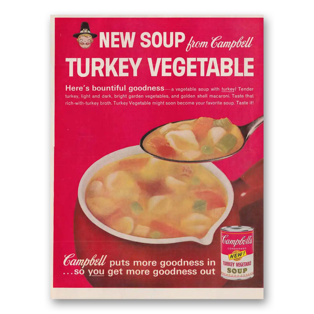 1962 Campbells Turkey Vegetable Soup New Soup Vintage Magazine Print Ad