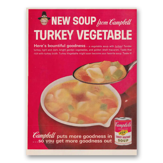 1962 Campbells Turkey Vegetable Soup New Soup Vintage Magazine Print Ad