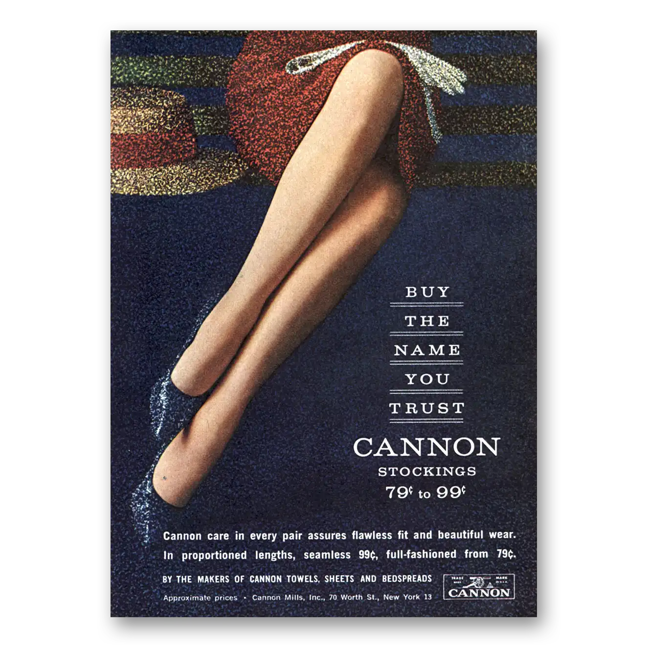 1962 Cannon Stockings Buy the Name You Trust Vintage Magazine Print Ad