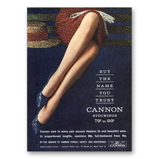 1962 Cannon Stockings Buy the Name You Trust Vintage Magazine Print Ad