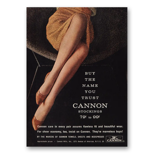 1962 Cannon Stockings Flawless Fit Vintage Magazine Print Ad