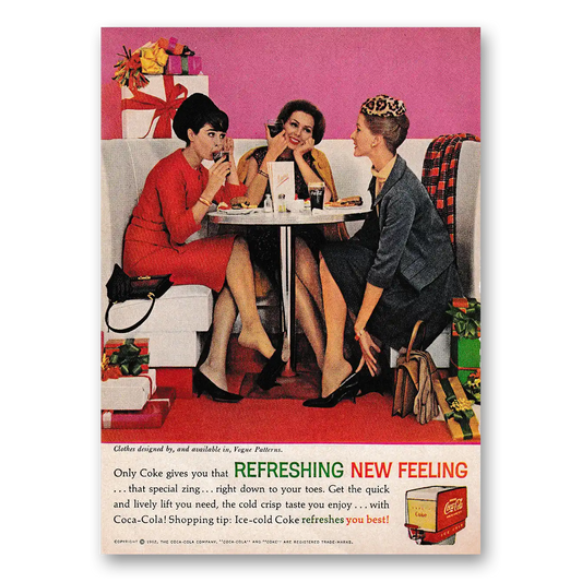 1962 Coca Cola Refreshing New Feeling Booth Vintage Magazine Print Ad