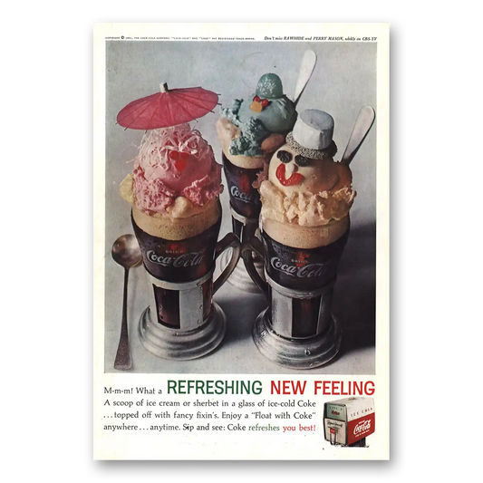 1962 Coca Cola Scoop of Ice Cream Vintage Magazine Print Ad