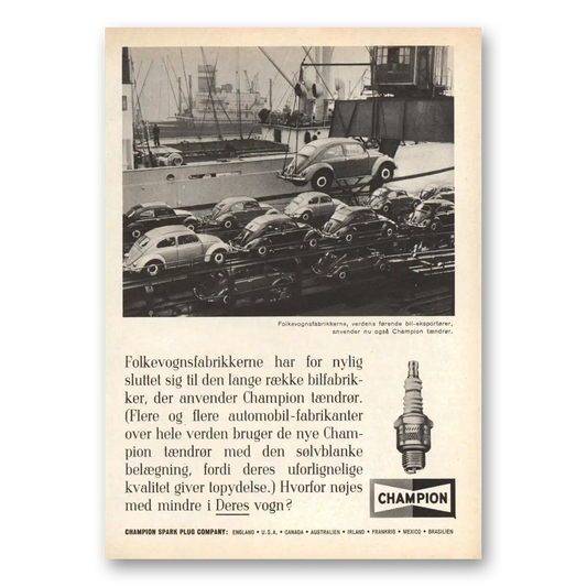 1962 Champion Spark Plugs Volkswagens Dutch Vintage Magazine Print Ad