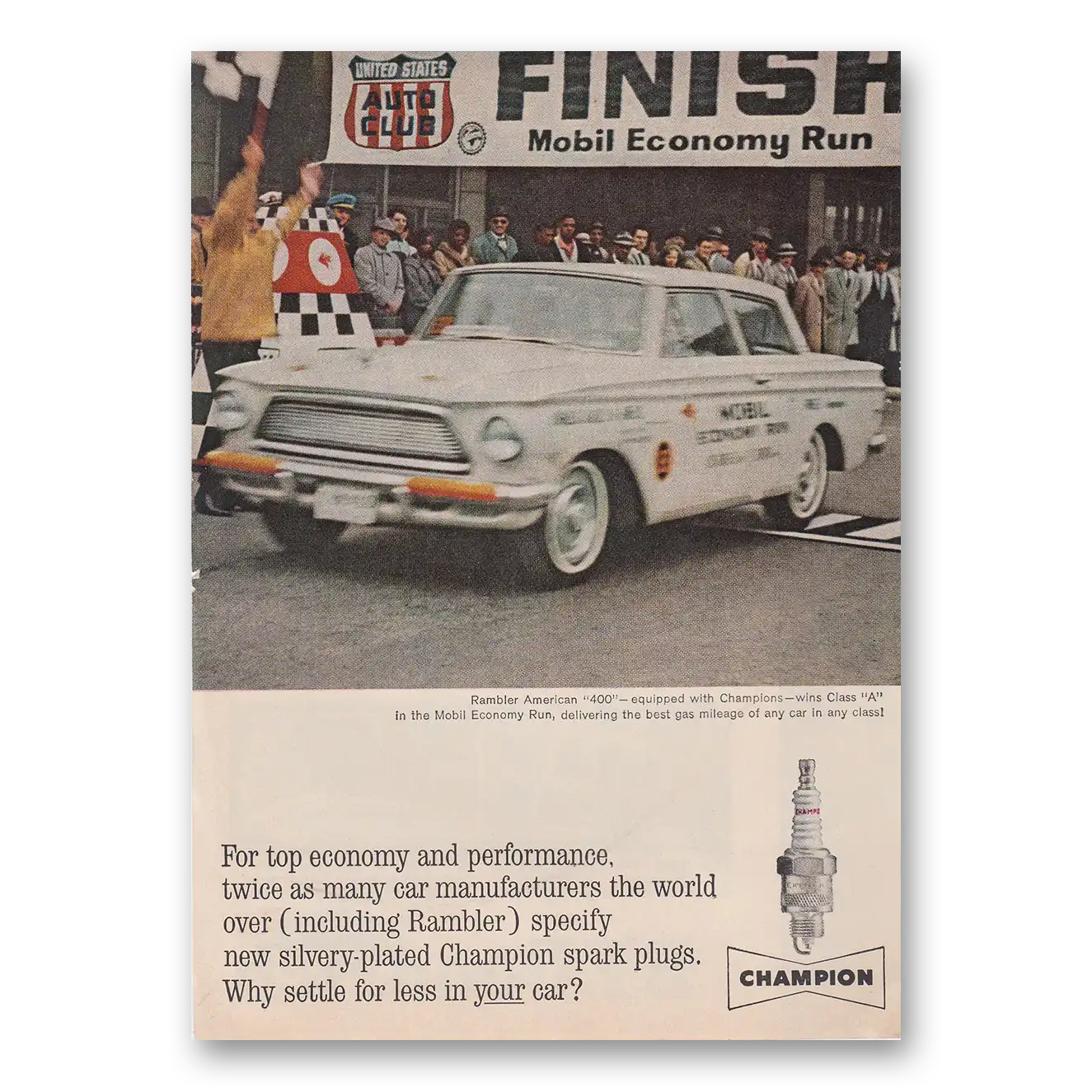 1962 Champion Spark Plugs American Vintage Magazine Print Ad