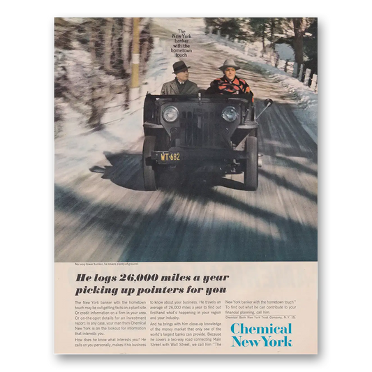 1962 Chemical New York He Logs 26000 Miles a Year Vintage Magazine Print Ad