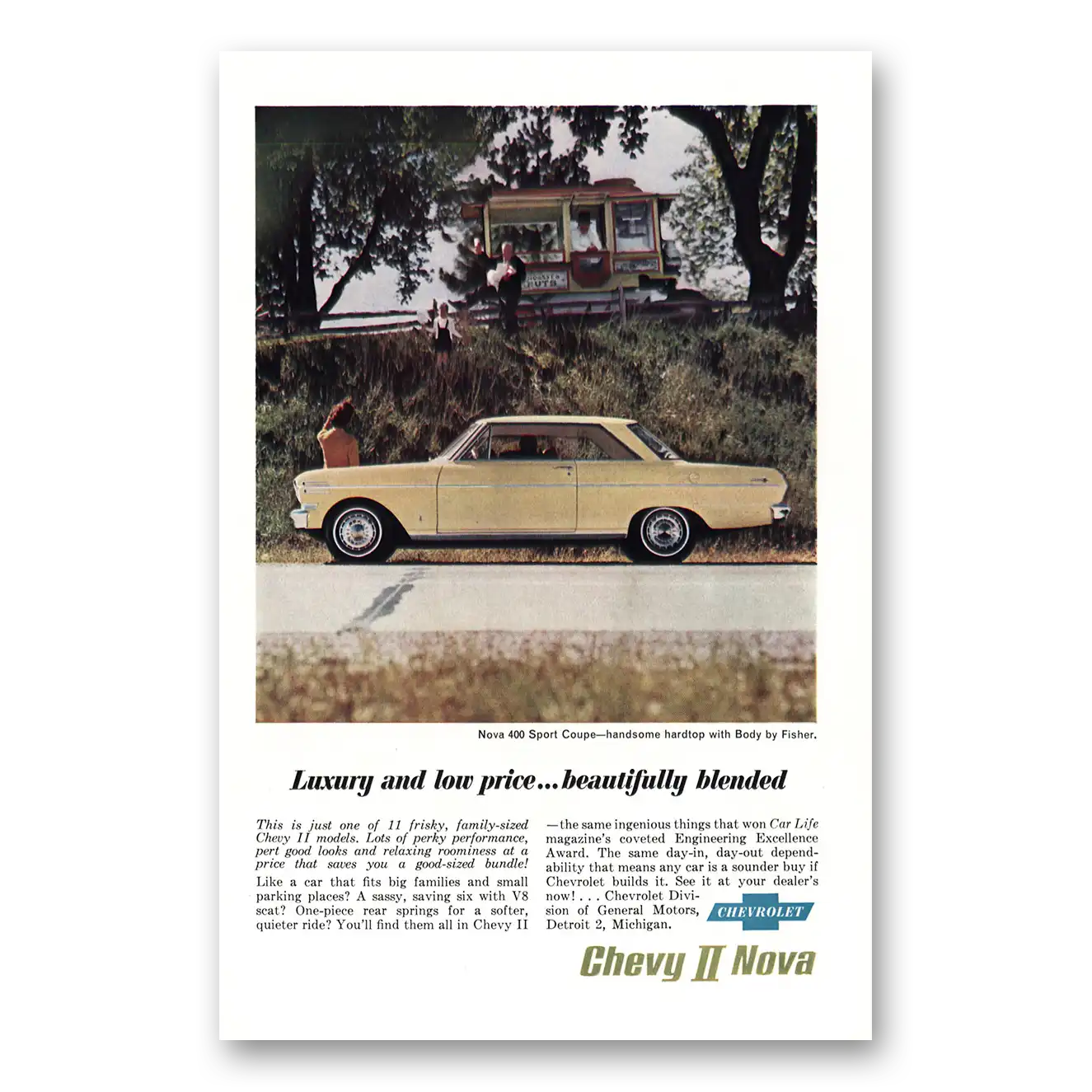 1962 Chevrolet Nova Sport Coupe Beautifully Blended Vintage Magazine Print Ad