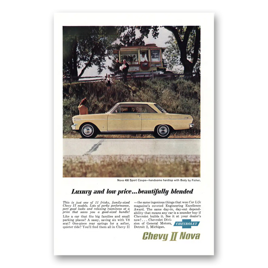 1962 Chevrolet Nova Sport Coupe Beautifully Blended Vintage Magazine Print Ad