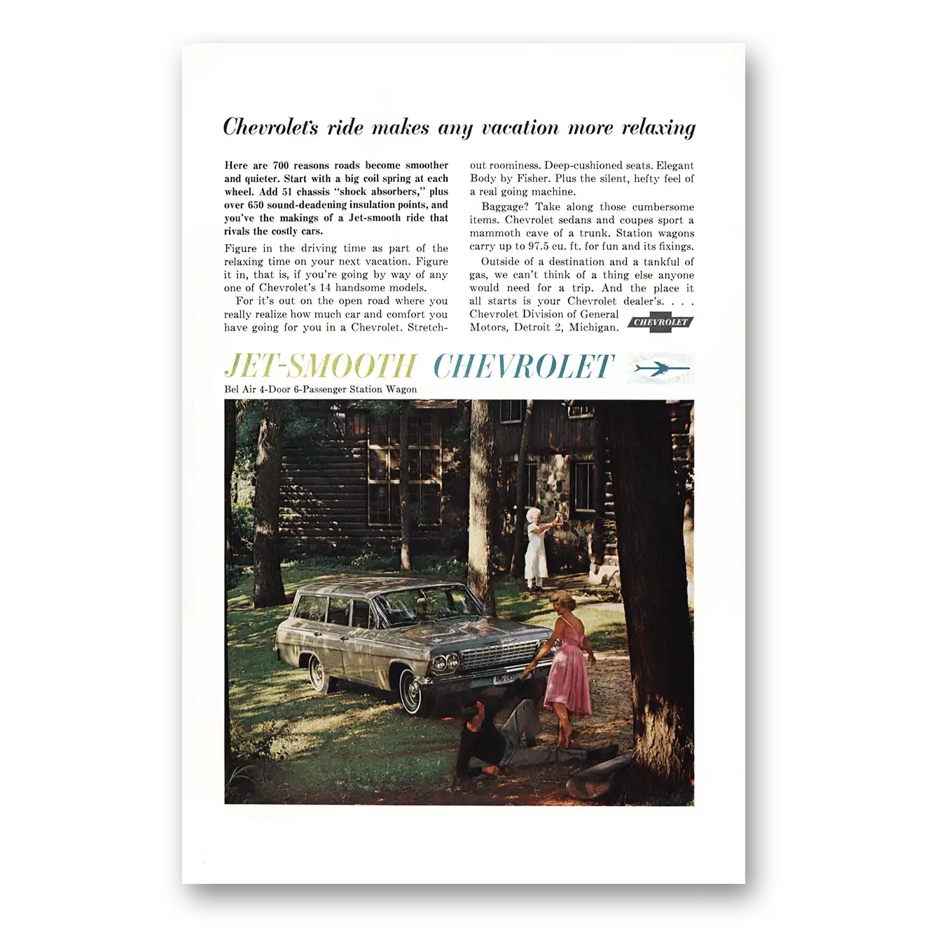 1962 Chevrolet Bel Air Ride Makes Any Vacation More Relaxing Vintage Magazine Print Ad