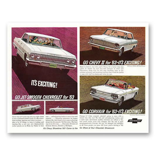 1963 Chevrolet Bel Air Corvair and Impala Chevy Showtime 63 Vintage Magazine Print Ad