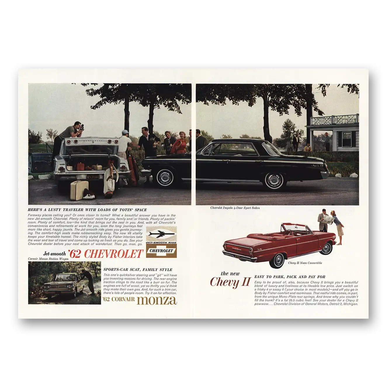 1962 Chevrolet Corvair Lusty Traveler With Loads of Totin Space Vintage Magazine Print Ad