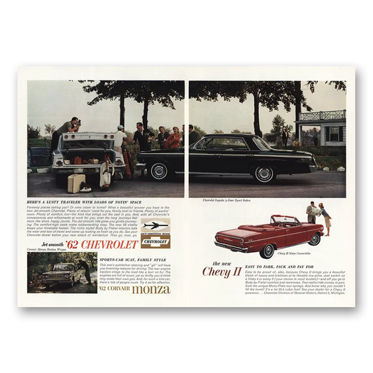 1962 Chevrolet Corvair Lusty Traveler With Loads of Totin Space Vintage Magazine Print Ad