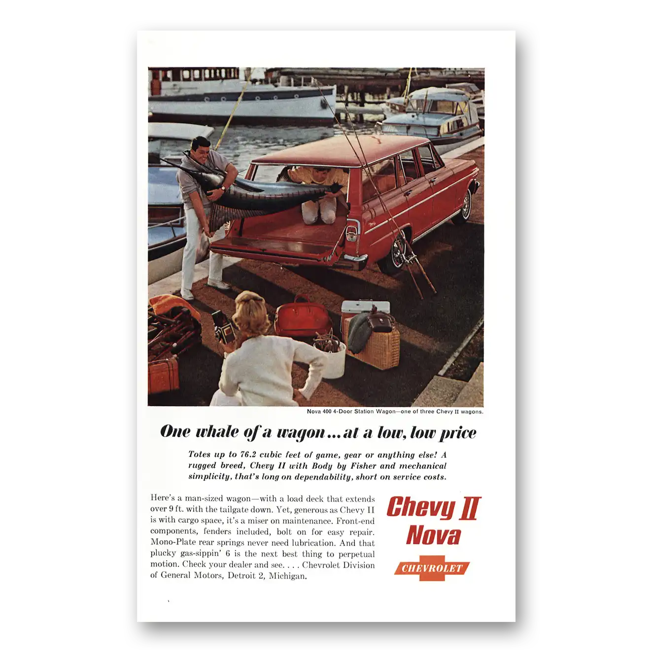 1962 Chevrolet Chevy II One Whale of Wagon Vintage Magazine Print Ad