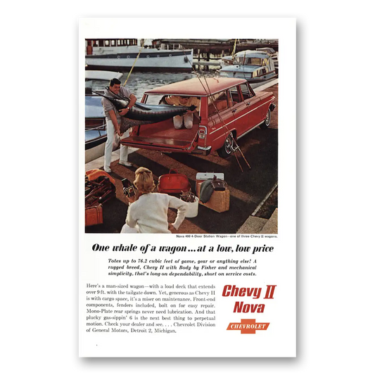 1962 Chevrolet Chevy II One Whale of Wagon Vintage Magazine Print Ad