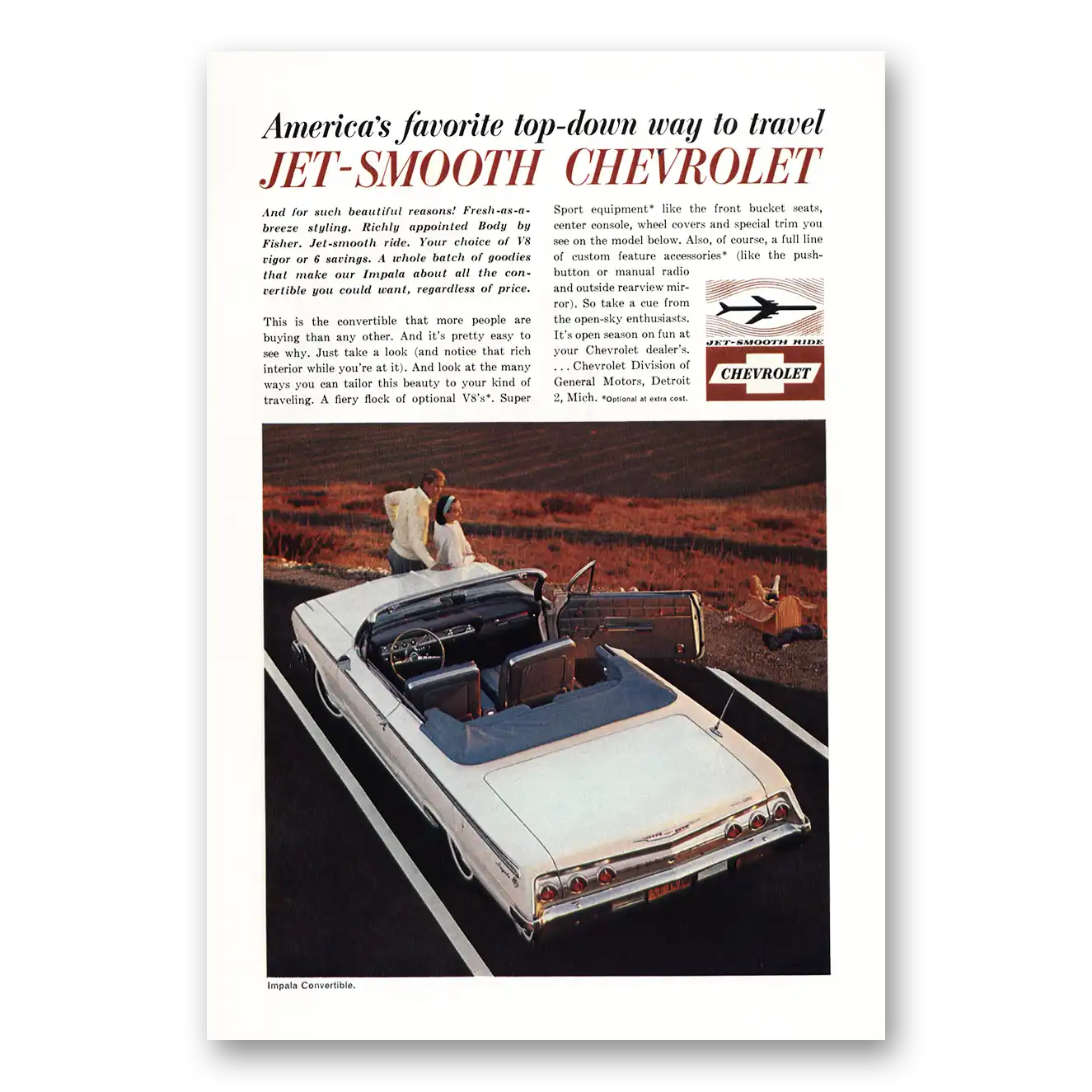 1962 Chevrolet Impala Convertible Jet Smooth Chevrolet Vintage Magazine Print Ad