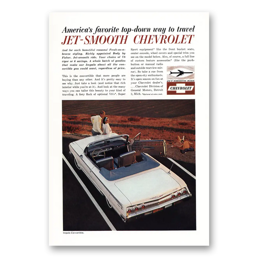 1962 Chevrolet Impala Convertible Jet Smooth Chevrolet Vintage Magazine Print Ad