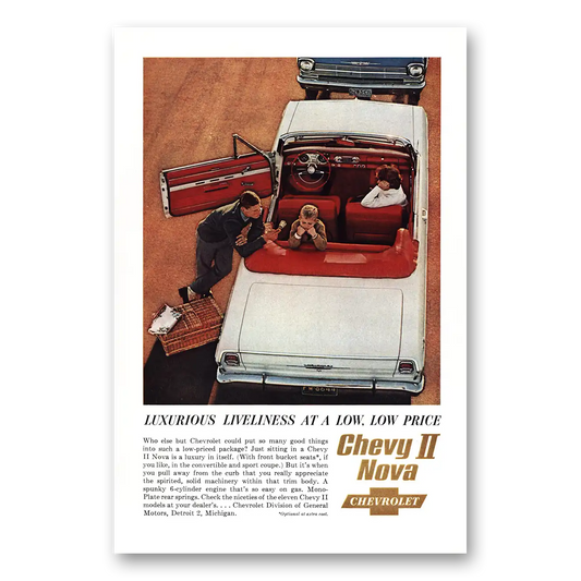 1962 Chevrolet Nova Luxurious Liveliness Vintage Magazine Print Ad