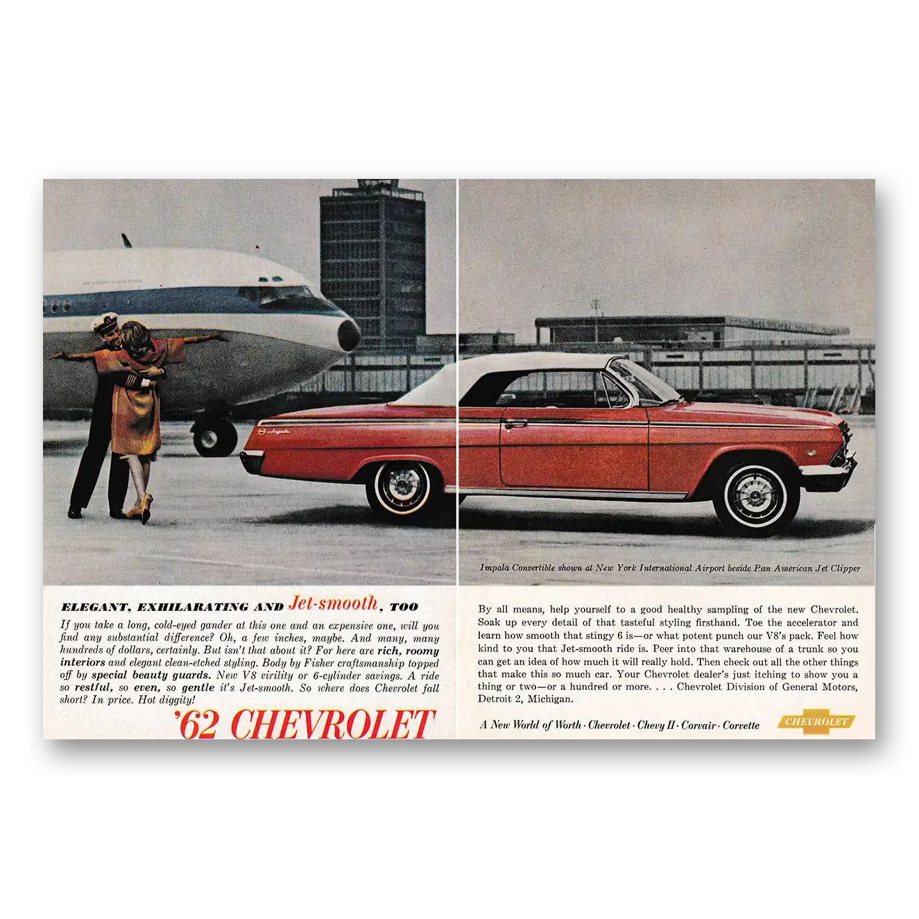 1962 Chevrolet Impala Elegant Exhilarating and Jet Smooth Pilot Vintage Magazine Print Ad