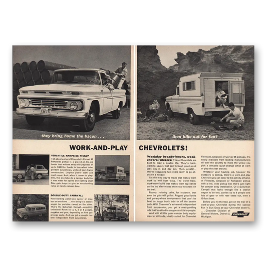 1962 Chevrolet Work and Play Bring Home Bacon Vintage Magazine Print Ad