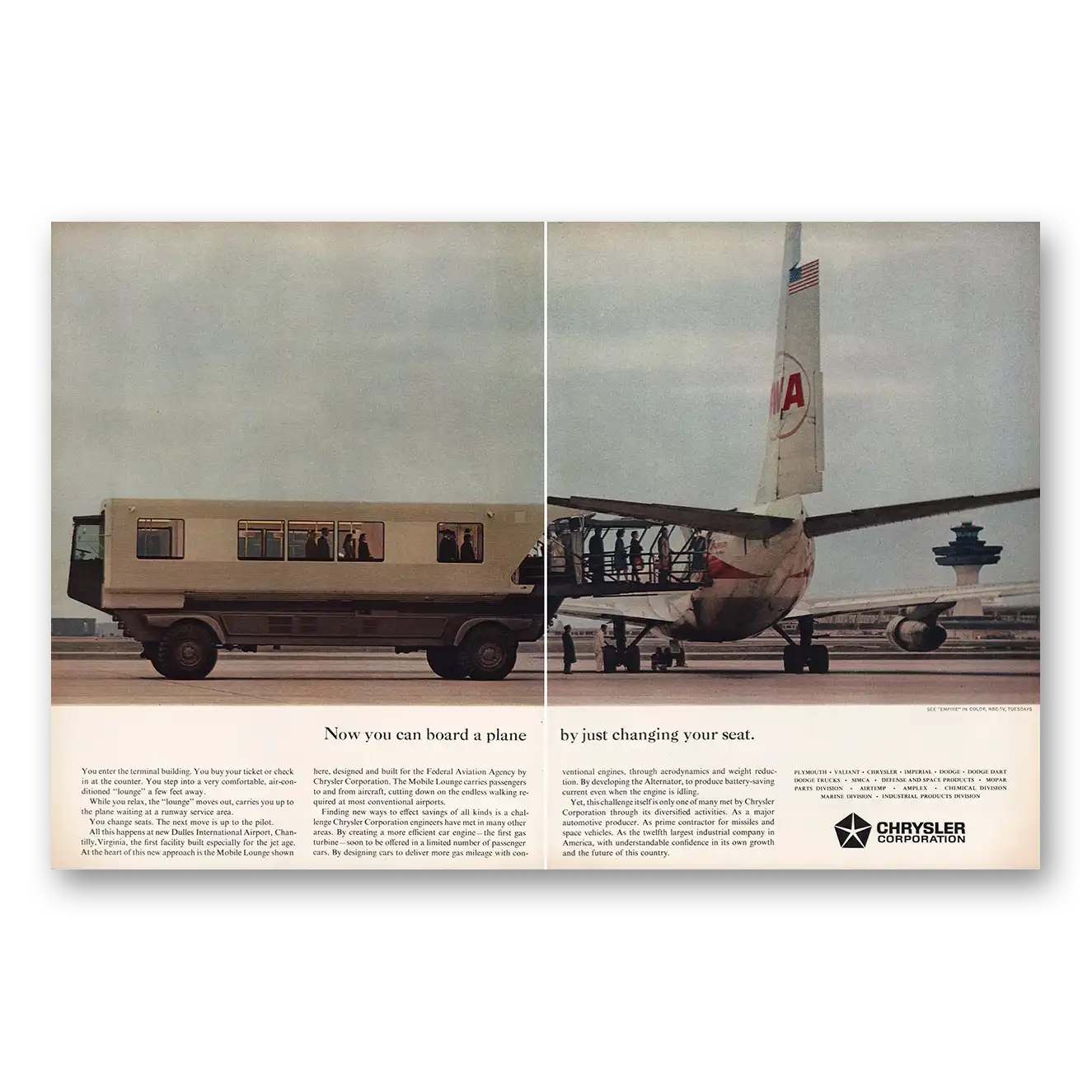 1962 Chrysler Mobile Lounge Board Plane By Changing Seat Vintage Magazine Print Ad