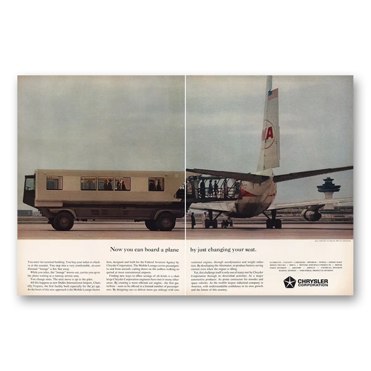 1962 Chrysler Mobile Lounge Board Plane By Changing Seat Vintage Magazine Print Ad