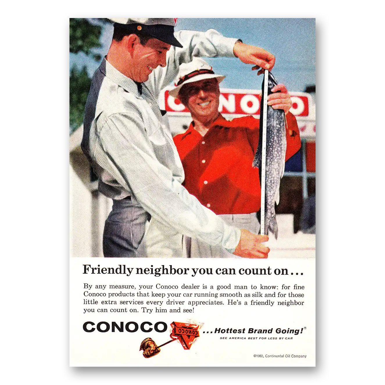 1962 Conoco Friendly Neighbor You Can Count On Vintage Magazine Print Ad