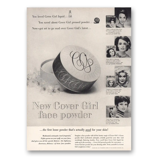 1962 Cover Girl Make Up Face Powder You Loved Cover Girl Liquid Vintage Magazine Print Ad