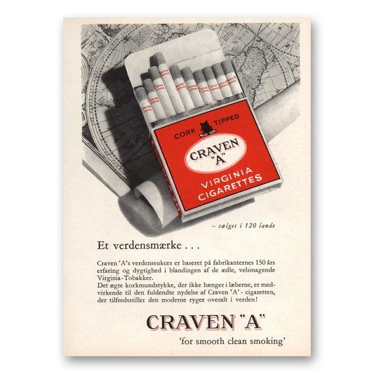 1962 Craven A Cigarettes Et Verdensmaerke Dutch Vintage Magazine Print Ad