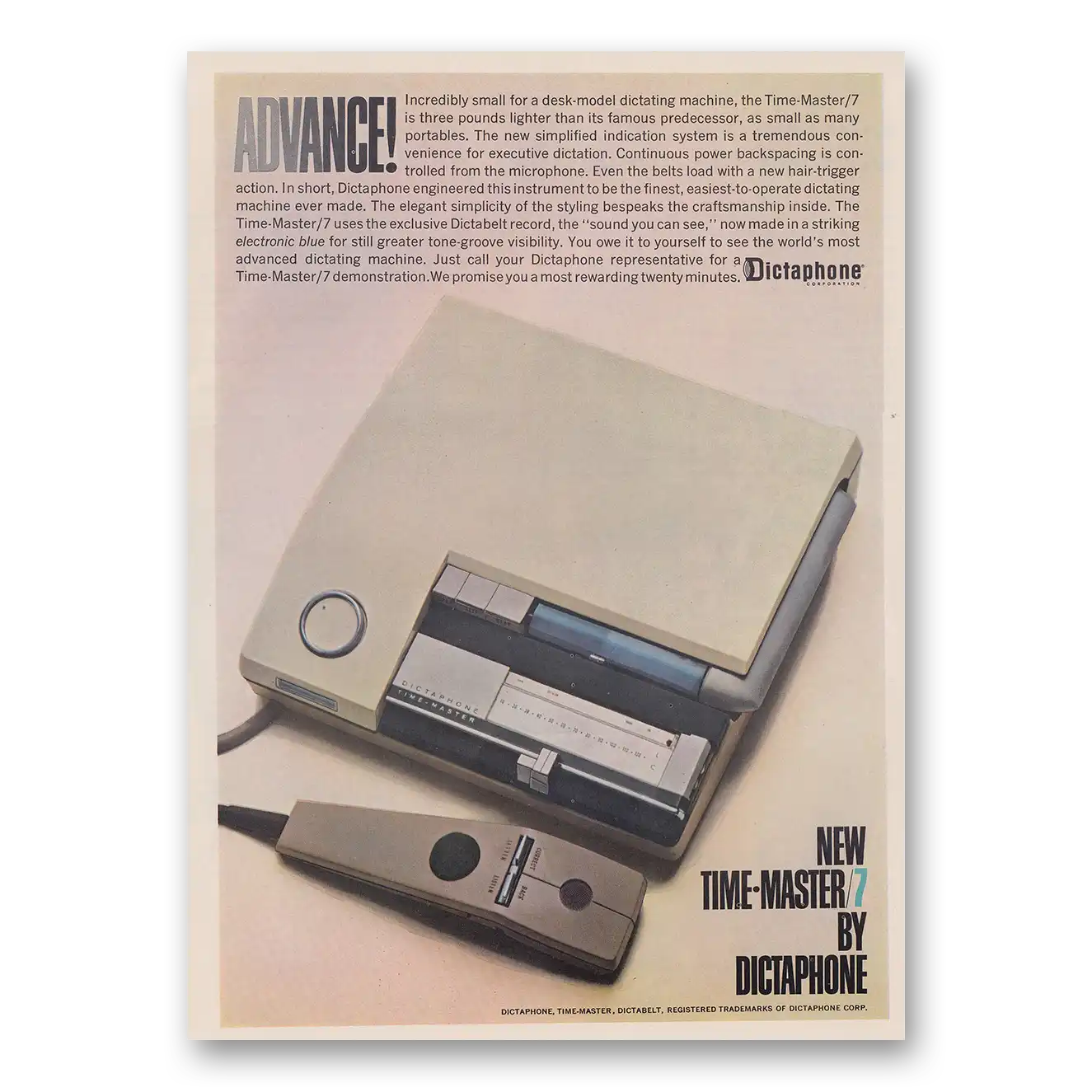 1962 Dictaphone Time Master Dictaphone Advance Vintage Magazine Print Ad