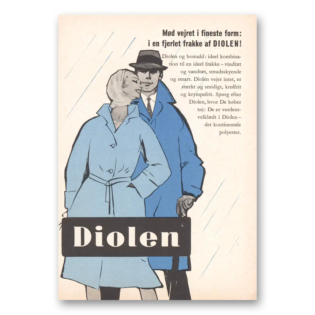 1962 Diolen Mod Vejret I Fineste Dutch Vintage Magazine Print Ad