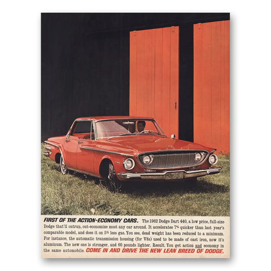 1962 Dodge Dart Action Economy Cars Vintage Magazine Print Ad