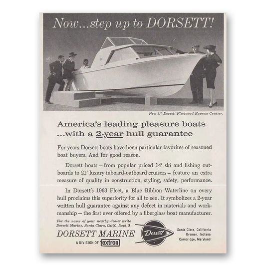 1962 Dorsett Marine Pleasure Boats Vintage Magazine Print Ad