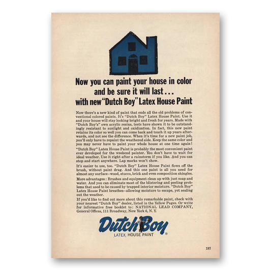 1962 Dutch Boy Paint Paint Your House In Color Vintage Magazine Print Ad