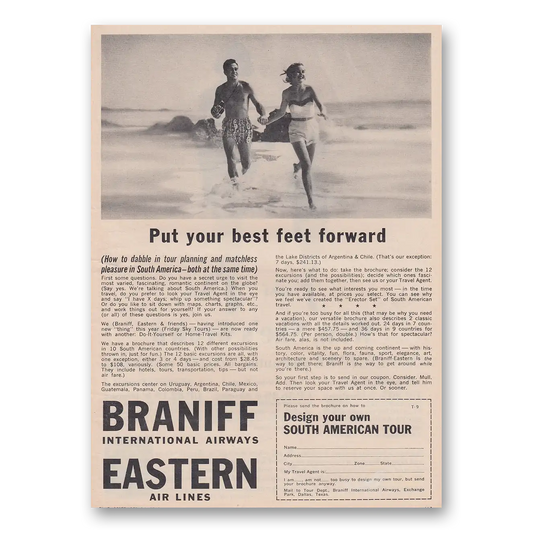 1962 Eastern Airlines Best Feet Forward Vintage Magazine Print Ad