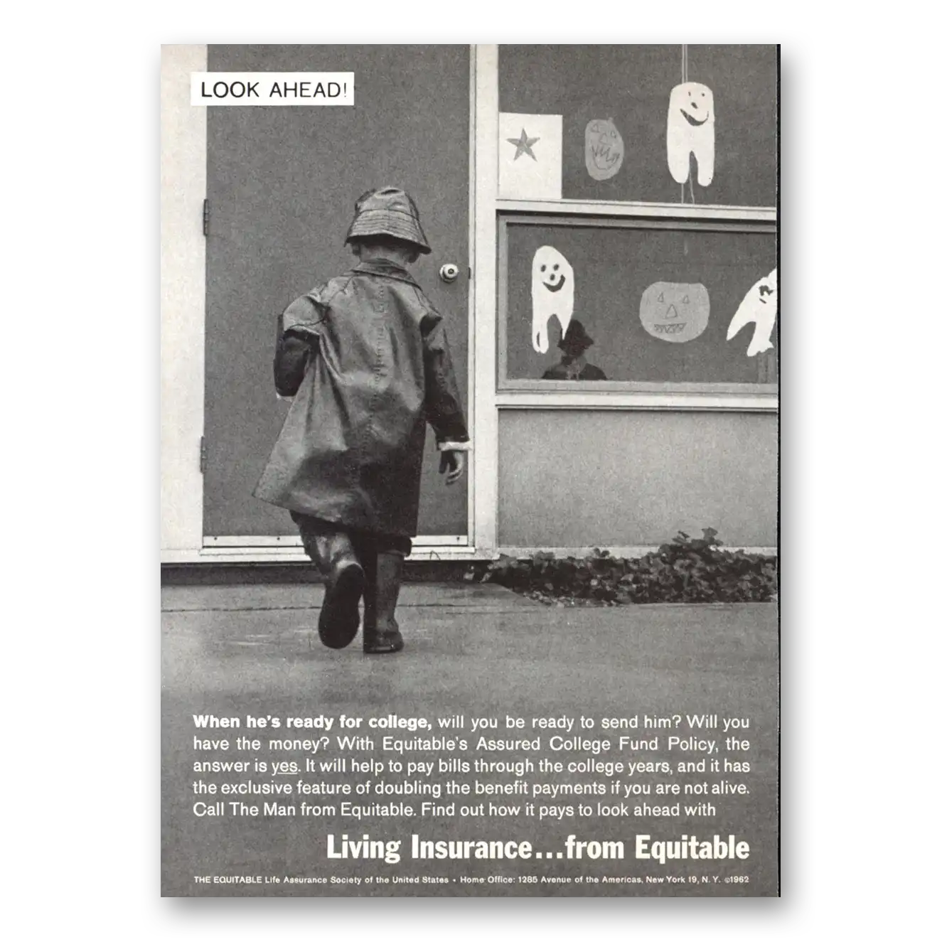 1962 Equitable Life Assurance When He's Ready for College Vintage Magazine Print Ad