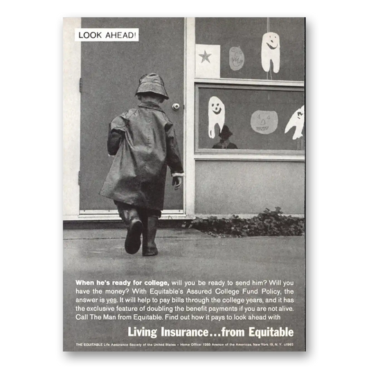 1962 Equitable Life Assurance When He's Ready for College Vintage Magazine Print Ad