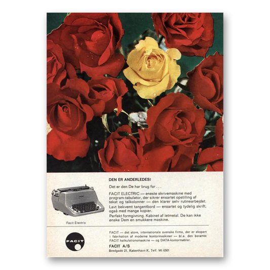 1962 Facit Typewriter Anderledes Dutch Vintage Magazine Print Ad