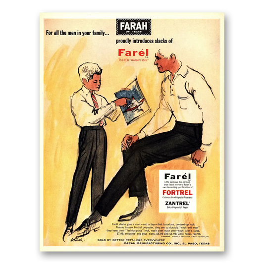 1962 Farah Slacks For All the Men In Your Family Vintage Magazine Print Ad