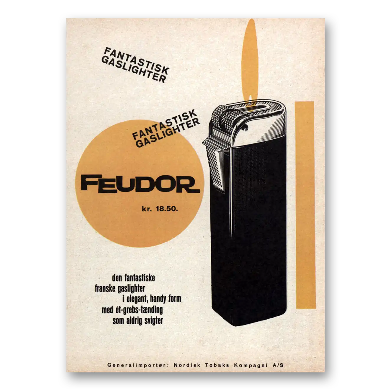 1962 Feudor Lighter Fantastisk Gaslighter Dutch Vintage Magazine Print Ad