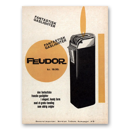 1962 Feudor Lighter Fantastisk Gaslighter Dutch Vintage Magazine Print Ad