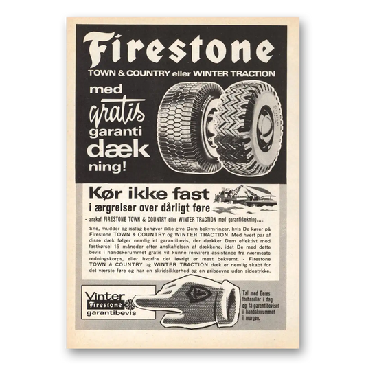 1962 Firestone Tires Gratis Garanti Dutch Vintage Magazine Print Ad