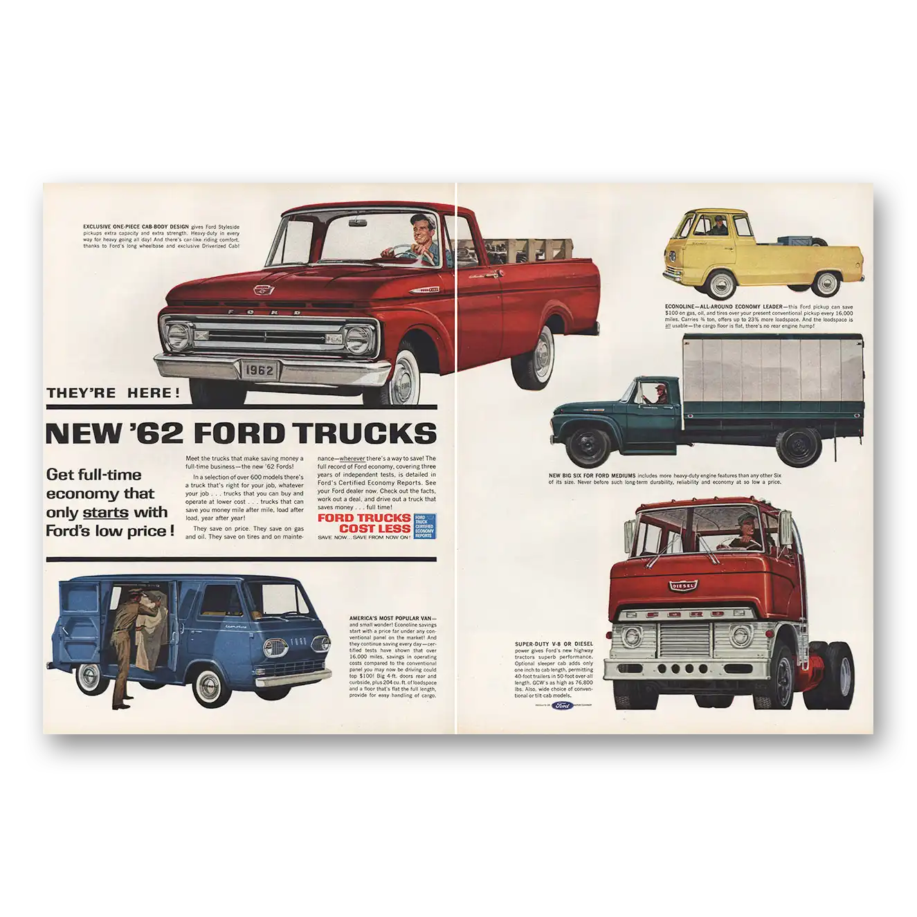 1961 Ford Trucks Car Body Design Econoline Vintage Magazine Print Ad