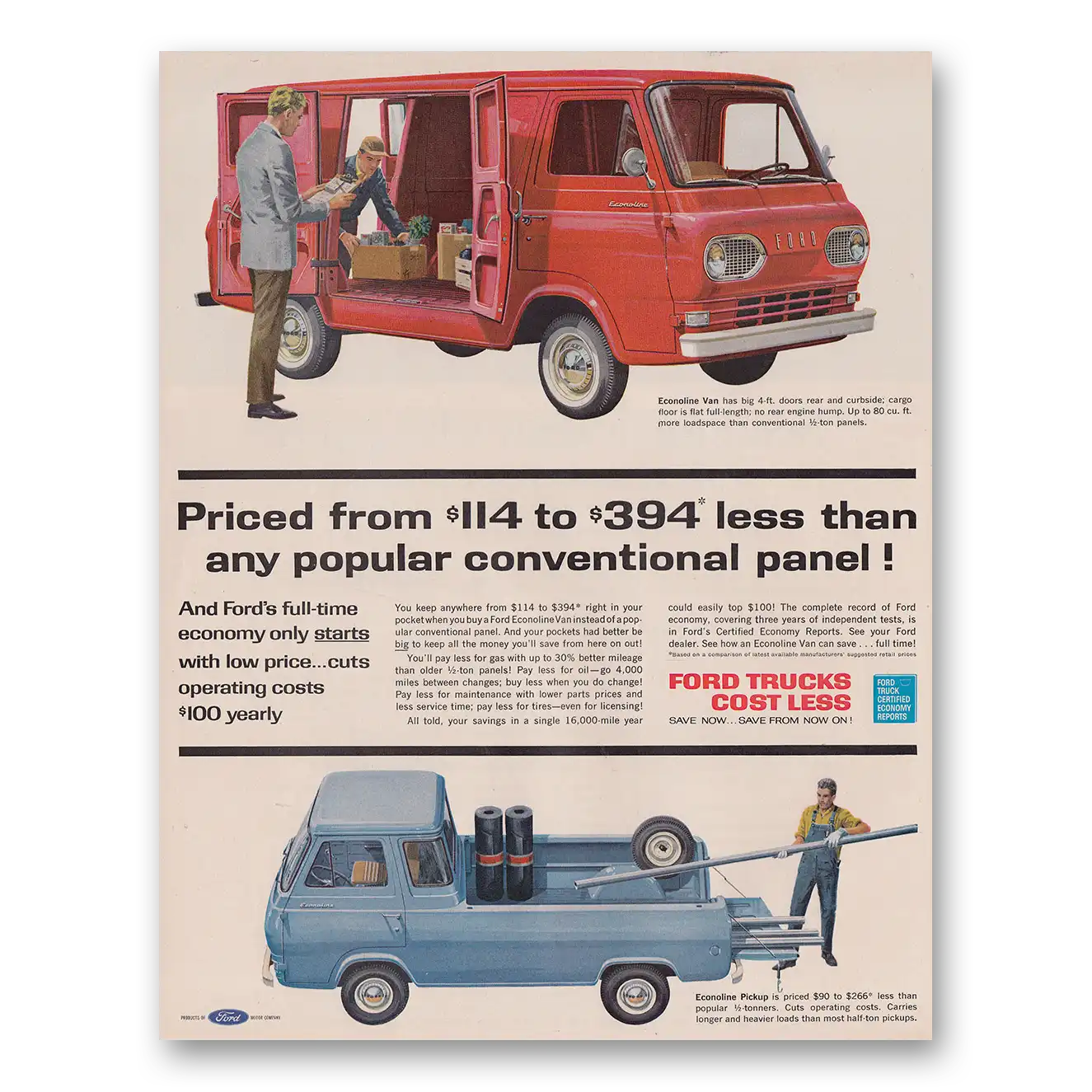 1962 Ford Trucks Popular Conventional Panel Vintage Magazine Print Ad