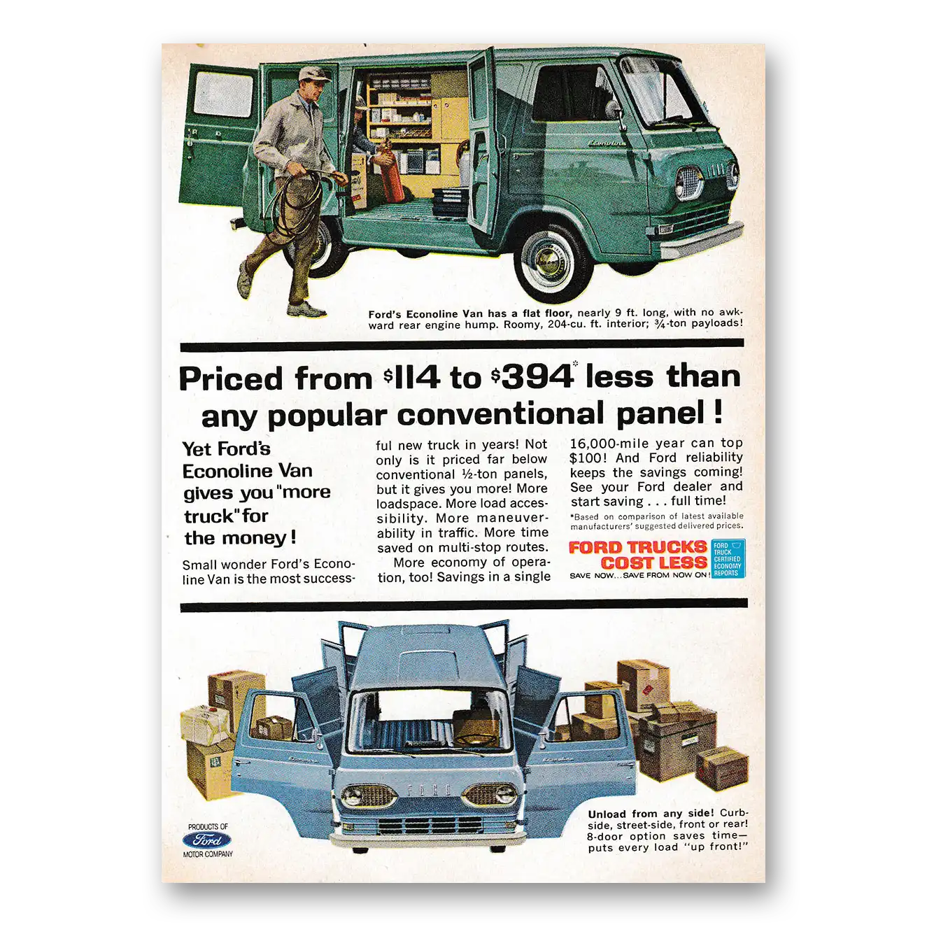 1962 Ford Trucks Popular Conventional Panel Vintage Magazine Print Ad