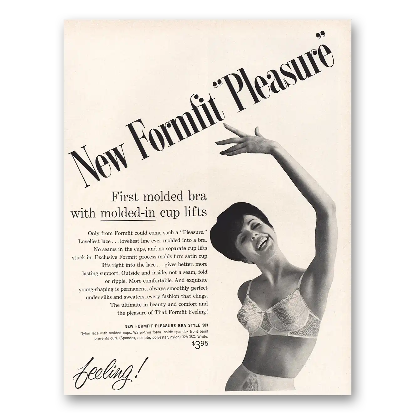 1962 Formfit First Molded Bra Molded In Cup Lifts Vintage Magazine Print Ad