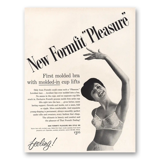 1962 Formfit First Molded Bra Molded In Cup Lifts Vintage Magazine Print Ad