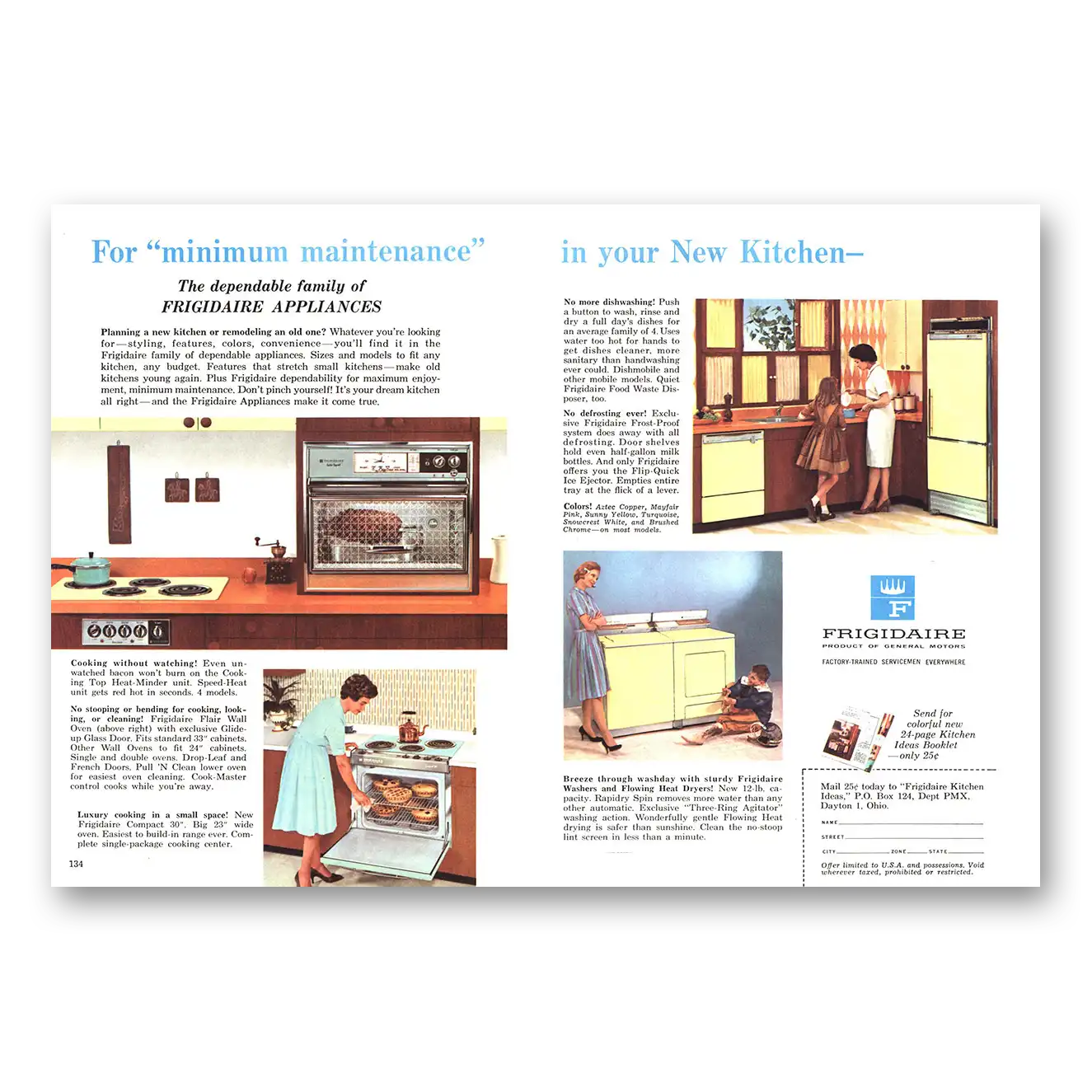 1962 Frigidaire Minimum Maintenance In Your New Kitchen Vintage Magazine Print Ad