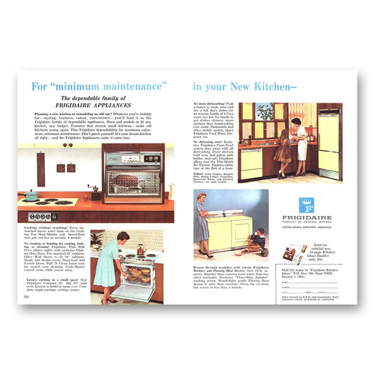 1962 Frigidaire Minimum Maintenance In Your New Kitchen Vintage Magazine Print Ad