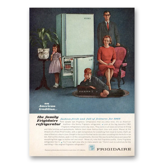 1962 Frigidaire Refrigerator Fashion Fresh and Full of Features Vintage Magazine Print Ad